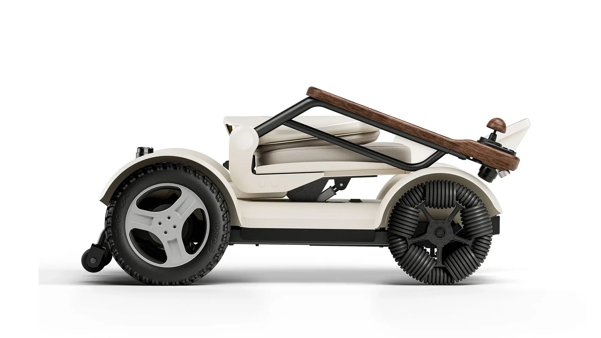 Side view of CIHANG folded flat, wheels and armrests still attached